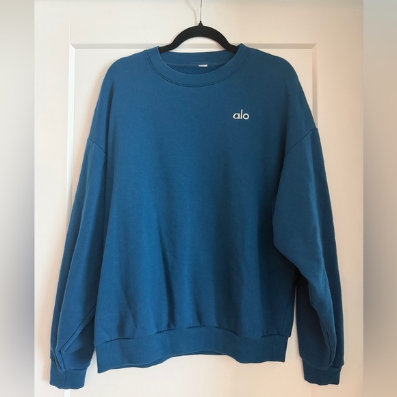 Alo Accolade Crew Neck Pullover, Eclipse Blue, Size M - Picture 3 of 4
